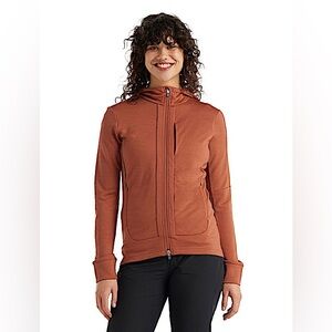 Icebreaker 260 Quantum Zip Hoodie Long Sleeve Wool Rust/Terracotta